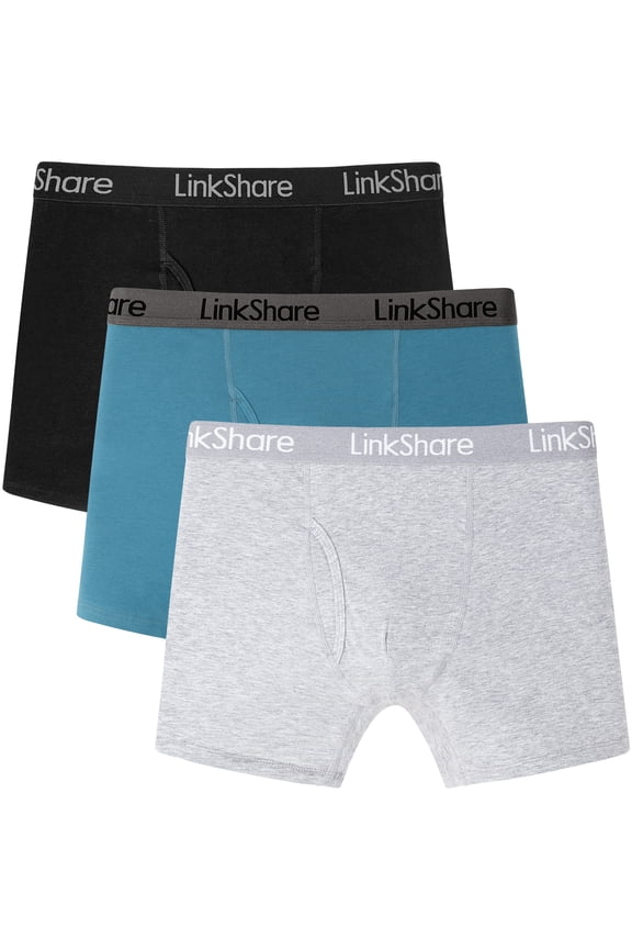 LinkShare Men's Underwear Boxer Briefs Cotton Stretch Trunks Short Leg Underwear for Men 3-Pack Multicolor-XXL