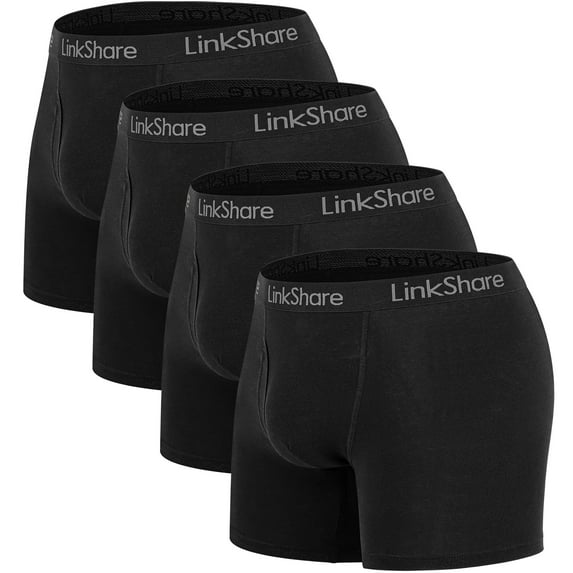 LinkShare Men's Underwear Boxer Briefs Cotton Stretch Trunks Short Leg Underwear for Men 4-Pack