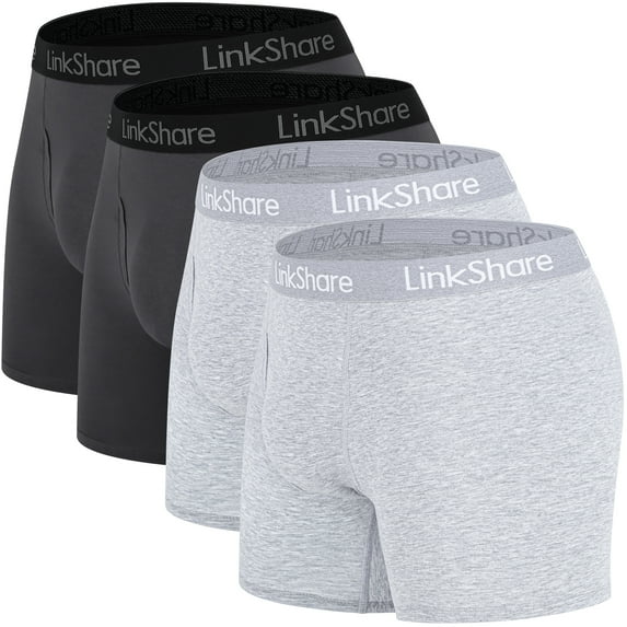 LinkShare Men's Underwear Boxer Briefs Cotton Stretch Trunks Short Leg Underwear for Men 4-Pack