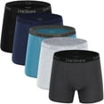 thumbnail image 1 of LinkShare Men's Underwear Boxer Briefs Cotton Stretch Trunks Short Leg Underwear for Men 5-Pack Multicolor-XXXL, 1 of 5