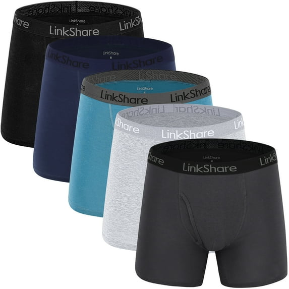 LinkShare Men's Underwear Boxer Briefs Cotton Stretch Trunks Short Leg Underwear for Men 5-Pack Multicolor-XXXL
