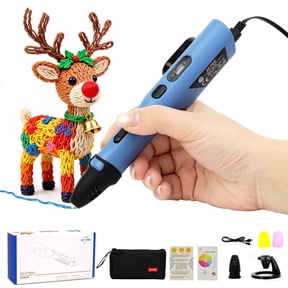 LinkSpoX 3D Printing Pen Complete Kit, Adjustable Temp & Speed, LCD Display, PLA/ABS, Blue