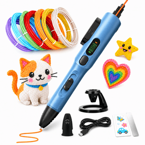 LinkSpoX 3D Printing Pen Complete Kit, Adjustable Temp & Speed, LCD Display, PLA/ABS, Blue