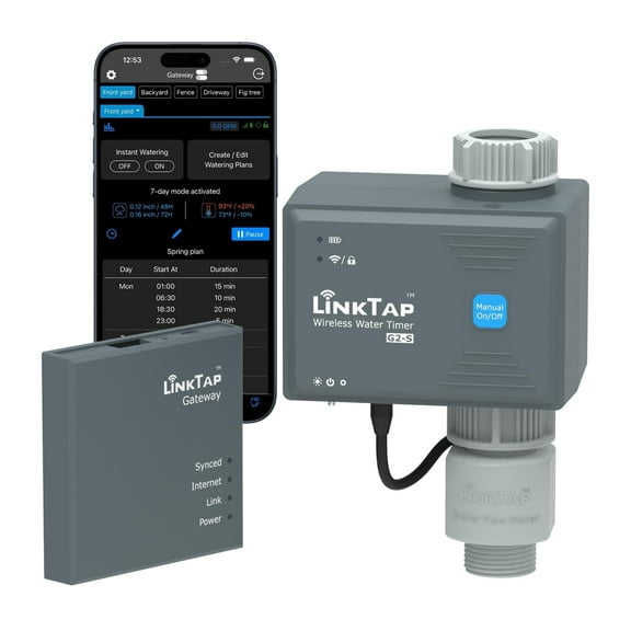 LinkTap G2S Smart Water Timer & Gateway, Weather Aware, Intelligent Fault Detection & Alerts, Wider Range than Wifi Hose Timer, Smart Anti-Freeze Protection, Waterproof