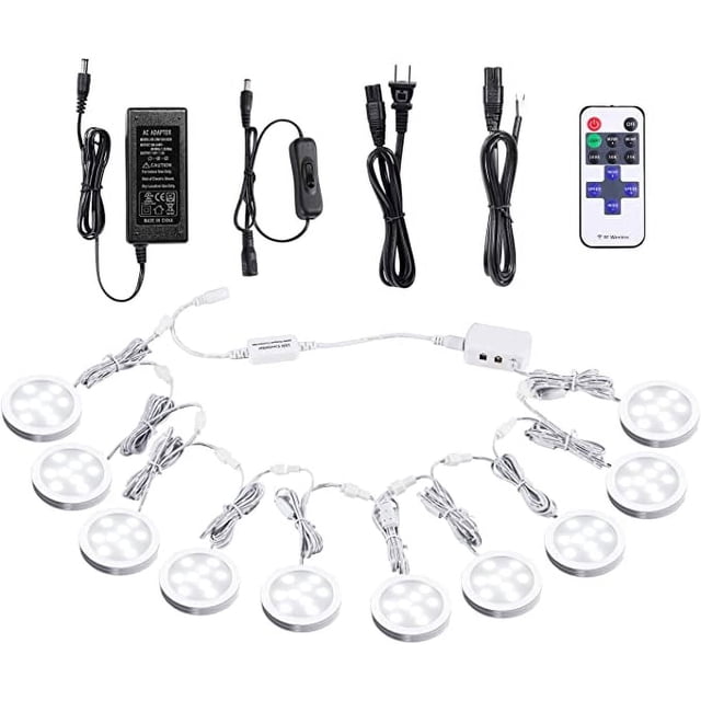 Led Downlights Label AIBOO Linkable LED Under Cabinet Puck Lights, 12V Dimmable, RF Remote ...
