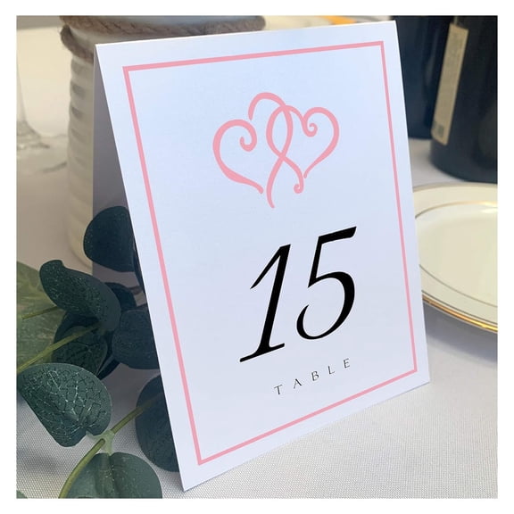 Linked and Border Wedding Table Numbers (Select Color/Quantity), White, , 1-10, Double Sided, Tent or Use in a Stand, Great for Parties & Restaurants