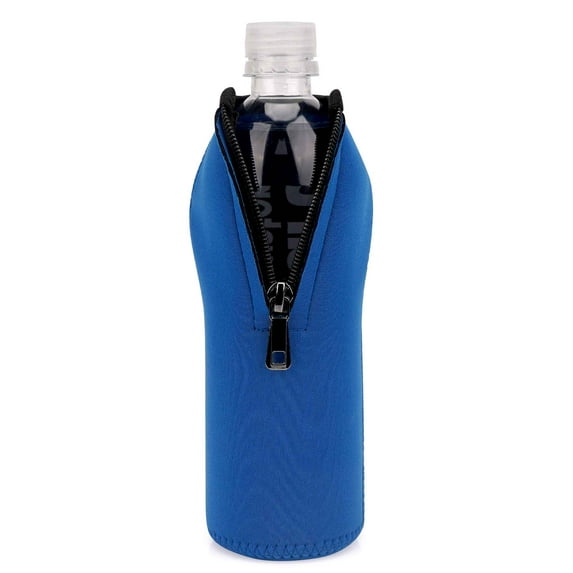 Linkidea Disposable Water Bottle Sleeve Compatible with 16.9/20Fl Oz, 16.9Fl Oz, Insulated Neoprene Plastic Bottled Water Cover with Lockable Zipper (1 Pack/Blue)