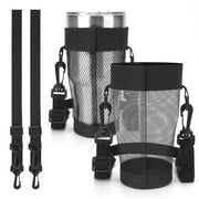 Linkidea 2 Pack Mesh Tumbler Carrier with Strap Compatible with 30oz YETI Rambler, Greens Steel Beast, RTIC Tumbler, Lightweight Waterbottle Net Sling Holder, 59'' Long Shoulder Strap