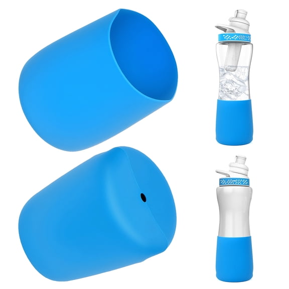 Linkidea 2 Pack Water Bottle Boot Compatible with Cirkul Plastic/Stainless Steel Bottle 22oz Series, Silicone Anti-Slip Bottle Bottom Sleeve Bumper Protector (Blue)