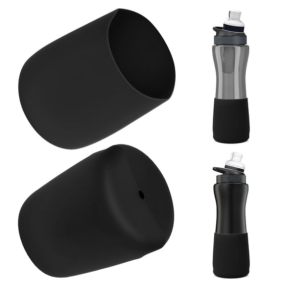 Linkidea 2 Pack Water Bottle Boot Compatible with Cirkul Plastic/Stainless Steel Bottle 22oz Series , Silicone Anti-Slip Bottle Bottom Sleeve Bumper Protector (Black)