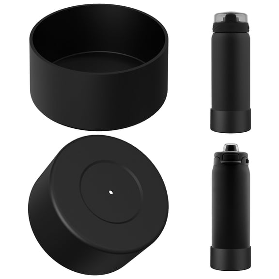 Linkidea 2 Pack Water Bottle Boot Compatible with Ello Cooper / Pop & Fill Bottle 22oz, Silicone Anti-Slip Bottle Bottom Sleeve Bumper Protector (Black)