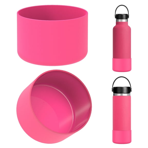 Linkidea 2 Pack Water Bottle Boot Compatible with Hydra Flask Wide Mouth 12oz/14oz/16oz/18oz/20oz, Silicone Bottle Bottom Sleeve Bumper Protector (Pink)