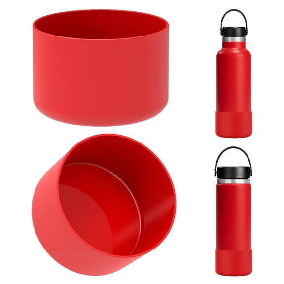 Linkidea 2 Pack Water Bottle Boot Compatible with Hydra Flask Wide Mouth 12oz/14oz/16oz/18oz/20oz, Silicone Bottle Bottom Sleeve Bumper Protector (Red)