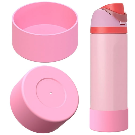 Linkidea 2 Pack Water Bottle Boot Compatible with Owala FreeSip/Twist/Potter 24oz Bottles, Silicone Anti-Slip Bottle Bottom Bumper Protector (Light Pink)