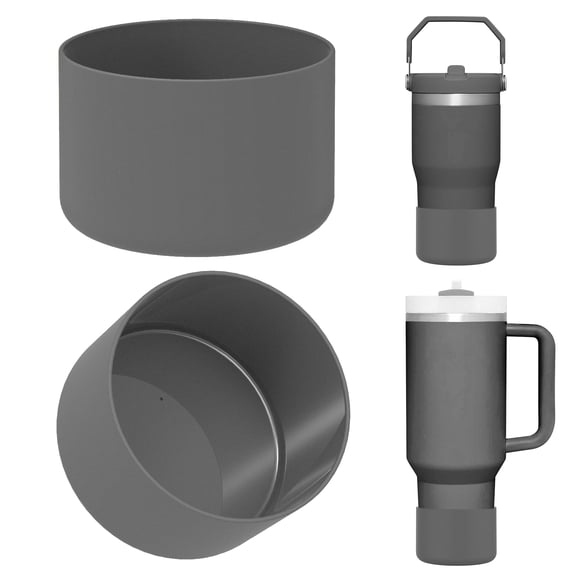 Linkidea 2 Pack Water Bottle Boot Compatible with Stanley Quencher H2.0 20oz/30oz/40oz, IceFlow Flip 20oz/30oz Tumbler, Silicone Bottle Bottom Sleeve Cover Bumper Protector (Charcoal)