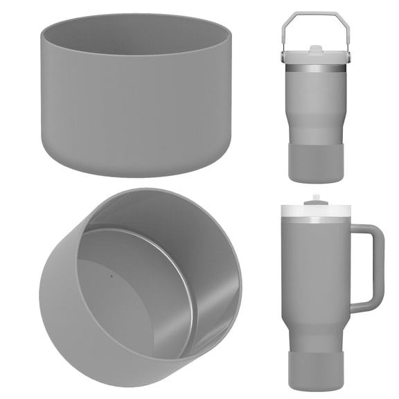 Linkidea 2 Pack Water Bottle Boot Compatible with Stanley Quencher H2.0 20oz/30oz/40oz, IceFlow Flip 20oz/30oz Tumbler, Silicone Bottle Bottom Sleeve Cover Bumper Protector (Gray)