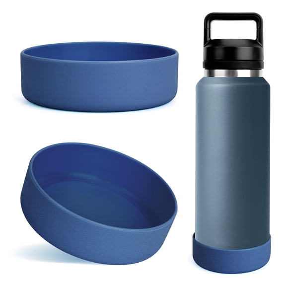 Linkidea 2 Pack Water Bottle Boot Compatible with YETI Rambler Bottle 26oz, Yonder 34oz, Silicone Anti-Slip Bottle Bottom Sleeve Bumper Protector (Nordic Blue)