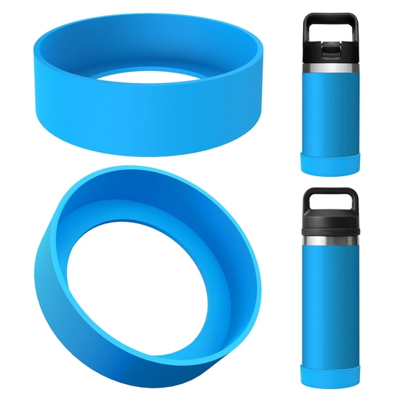 Linkidea 2 Pack Water Bottle Boot Compatible with YETI Rambler Jr. Kids 12oz, Rambler Bottle 12oz/18oz, Yonder 20oz, Silicone Anti-Slip Bottle Bottom Bumper Protector (Blue)