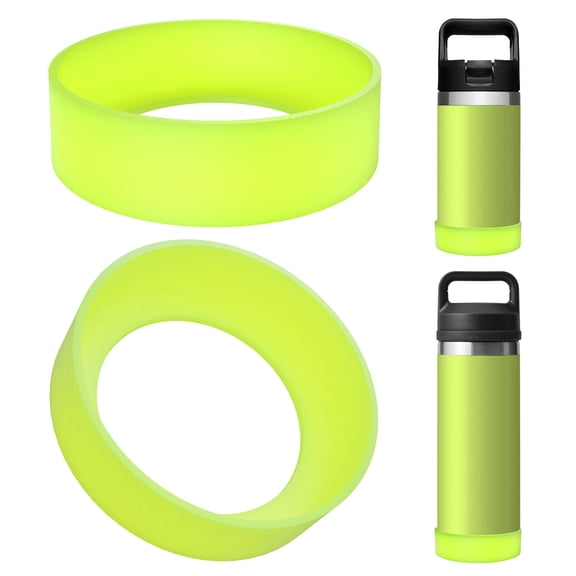 Linkidea 2 Pack Water Bottle Boot Compatible with YETI Rambler Jr. Kids 12oz, Rambler Bottle 12oz/18oz, Yonder 20oz, Silicone Anti-Slip Bottle Bottom Bumper Protector (Chartreuse)