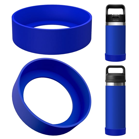 Linkidea 2 Pack Water Bottle Boot Compatible with YETI Rambler Jr. Kids 12oz, Rambler Bottle 12oz/18oz, Yonder 20oz, Silicone Anti-Slip Bottle Bottom Bumper Protector (Deepsea Blue)