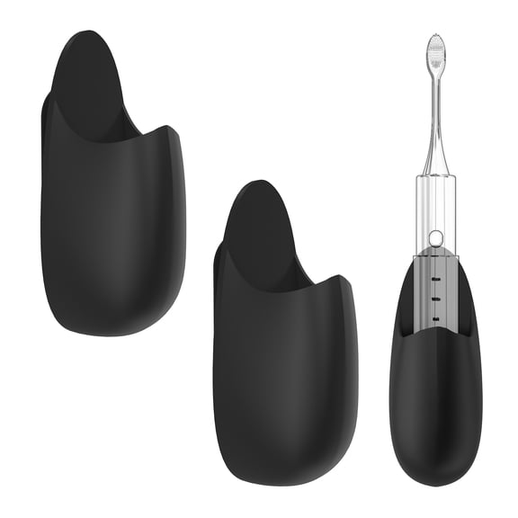 Linkidea 2 Pcs Electric Toothbrush Holder Wall Mounted, Silicone Wall Mounted Toothbrush Storage Organizer Rack for Bathroom, Self Adhesive Tooth Brush Stand (Black)