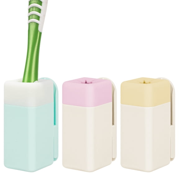 Linkidea 3 Pack Wall Mount Toothbrush Holder for Shower, Plastic Manual Brush Organizer Hanger Compatible with Colgate Renewal, Oral-B CrossAction (Multi)