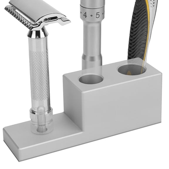 Linkidea Aluminum Alloy Razor Stand with Drainage Base , Compatible with Vikings Blade, Merkur Safety Razors, Collector Display Stand & Bathroom Organizer Gift for Men (Silver)