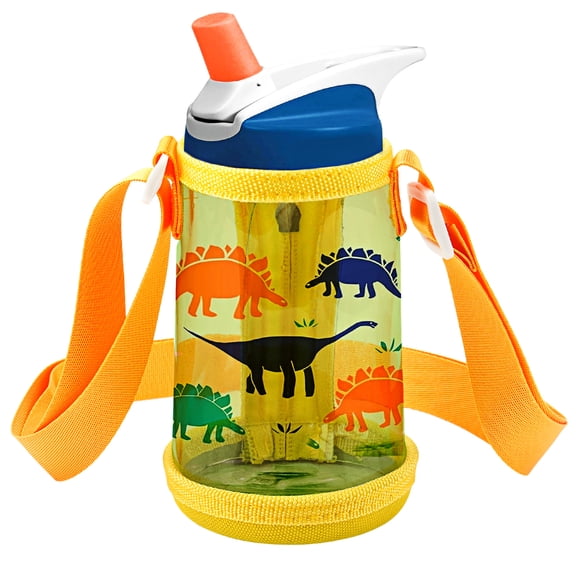 Linkidea Clear Water Bottle Carrier with Strap Compatible with Contigo 14oz, Zak Designs, YETI Rambler Jr. 12oz Kids Bottles, Transparent Waterbottle Sling Bag Holder, Shoulder Strap, Yellow