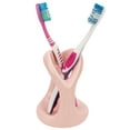 thumbnail image 1 of Linkidea Countertop Manual Toothbrush Holder for Bathroom, Unique Ceramic Vanity Organizer Stand Compatible with Oral-B CrossAction, Colgate Extra Clean, Reach Essentials Toothbrush (Pink), 1 of 6