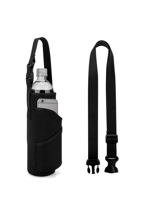 Disposable Water Bottle Carrier with Strap Compatible with 33.8 Fl Oz Smartwater, LIFEWTR, Neoprene Plastic Bottled Water Sling Bag Holder with Phone Pocket