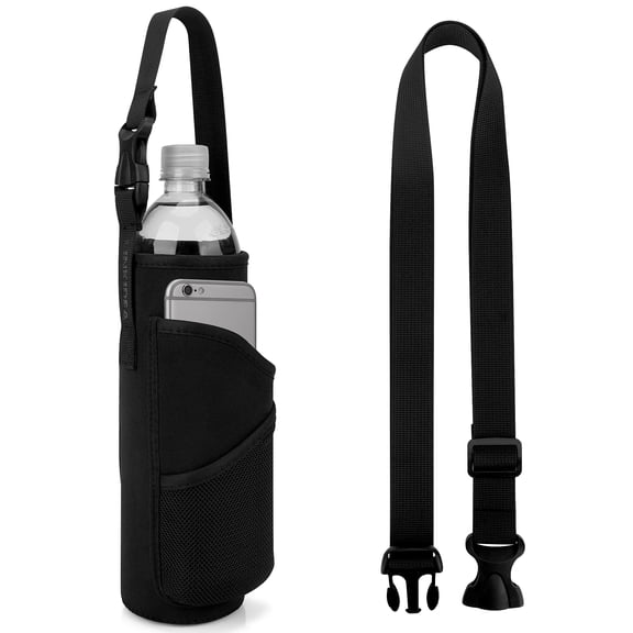 Linkidea Disposable Water Bottle Carrier with Strap Compatible with 33.8 Fl Oz Smartwater, LIFEWTR, Neoprene Plastic Bottled Water Sling Bag Holder with Phone Pocket