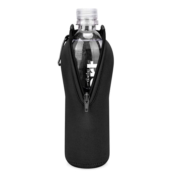 Linkidea Disposable Water Bottle Sleeve Compatible with Smartwater 16.9/20Fl Oz, Evian 16.9Fl Oz, Insulated Neoprene Plastic Bottled Water Cover Holder with Lockable Zipper (1 Pack / Black)