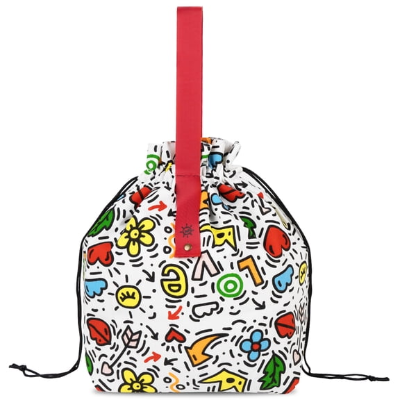 Linkidea Drawstring Carrying Bag for Electric Heated Lunch Box, Compatible with Crock Pot 28oz, Aotto 32oz, LUNCHEAZE 0.9L, Cordless 1.2L, 1.6L Electric Heated Lunch Box (White)