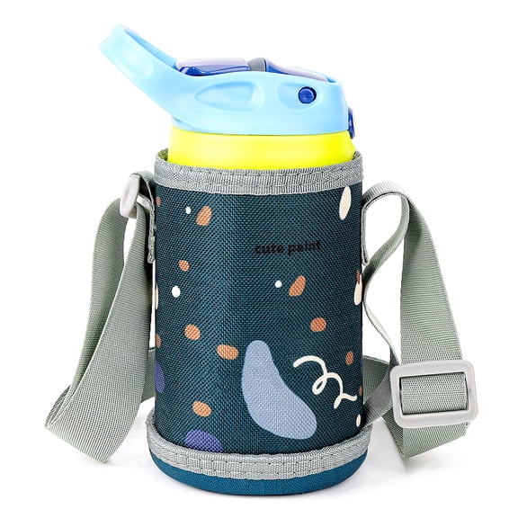 Linkidea Hard Base Water Bottle Carrier with Strap Compatible with CamelBak 12oz/14oz, Contigo 14oz, Waterbottle Sling Bag Holder with Shoulder Strap, Ocean Blue