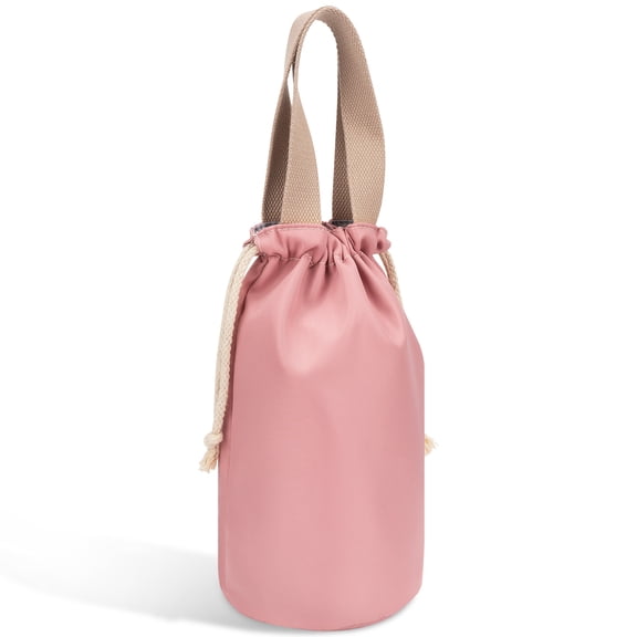 Linkidea Insulated Food Jar Storage Bag, Portable Drawstring Wrap with Hand Strap, Lunch Box Carrier for Food Can, Compatible with Thermos 24 oz & Simple Modern 16 oz & Stanley 18 oz (Pink)