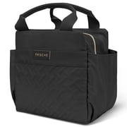 Linkidea Lunch Bag for Women, Large Leak Proof Lunch Tote Cooler, Lunch Tote Bag with Bottle Holder and Side Pockets, Compatible with NatraProw, LOVINA, Caperci Black