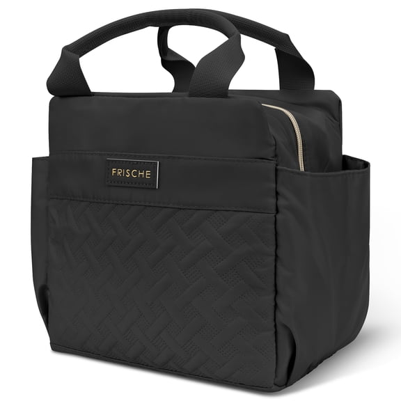 Linkidea Lunch Bag for Women, Large Leak Proof Lunch Tote Cooler, Lunch Tote Bag with Bottle Holder and Side Pockets, Compatible with NatraProw, LOVINA, Caperci (Black)