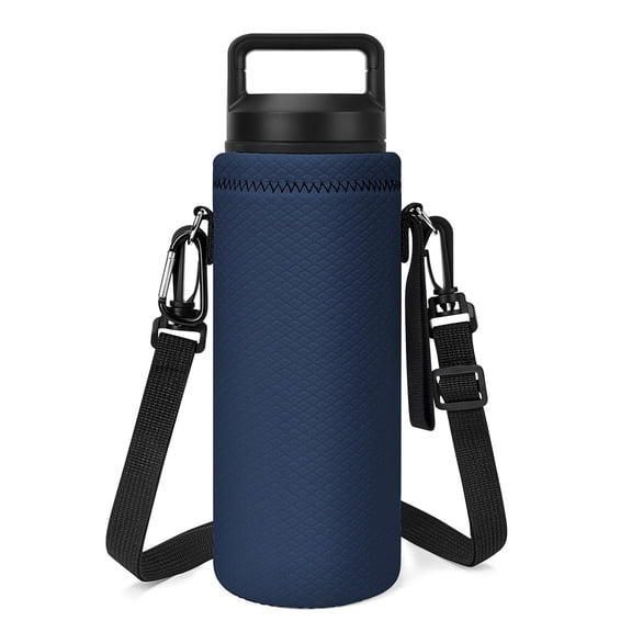 Linkidea Neoprene Water Bottle Carrier with Strap Compatible with YETI Rambler Bottle 18oz/26oz, Yonder 25oz, Insulated Waterbottle Sling Bag with Shoulder Strap, Navy Blue