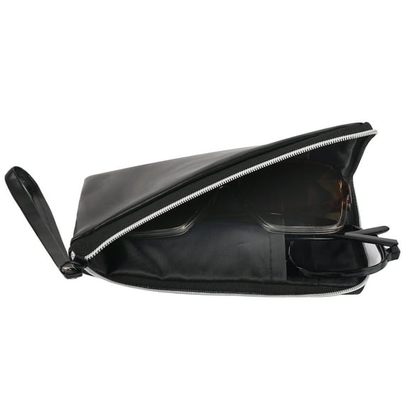 Linkidea Oversized Sunglasses Pouch, Large Frame Glasses Pouch for Sunglass, Eyeglasses Travel Bag Compatible with RB Double Bridge Round/Drifter Square/Aviator (Black)