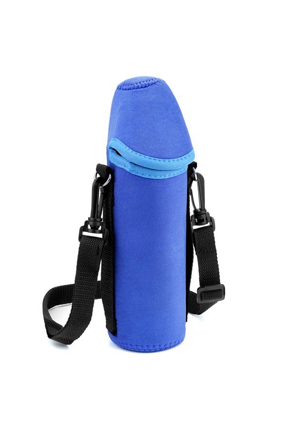 Plastic Bottled Water Carrier with Shoulder Strap Compatible with Smartwater, Propel 20/24 Fl Oz, Insulated Neoprene Disposable Water Bottle Sling Bag Holder (1 Pack / Blue)