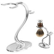 Linkidea Razor Holder Stand, Stainless Steel Shaving Brush Holder with Non-Slip Base, Safety Shaver Kit Organizer for Shower Room, Bathroom Chrome
