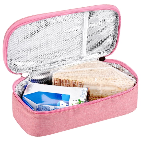 Linkidea Travel Snack Bags, Thermal Insulated Container for Fruit, Lightweight Leakproof Outdoor Food Cooler Bag, Portable Storage Accessories Fits Picnic (Pink)
