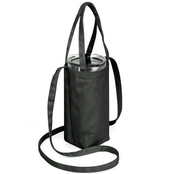 Linkidea Tumbler Carrier with Strap Compatible with YETI Rambler Tumbler 30oz, IRON FLASK Classic Tumbler 2.0 20oz/24oz/32oz, Waterbottle Sling Bag Coffee Mug Holder, Shoulder Strap, Black