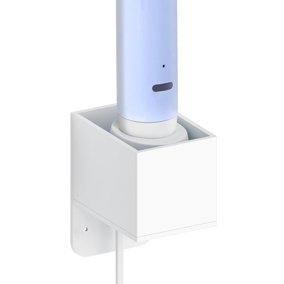Linkidea Wall Mount Electric Toothbrush Charger Holder with Cable Organizer, Self-Adherent Powered Tooth Brush Stand Compatible with Oral-B iO 3/5, Smart, Pro, Genius Oval Charger Only