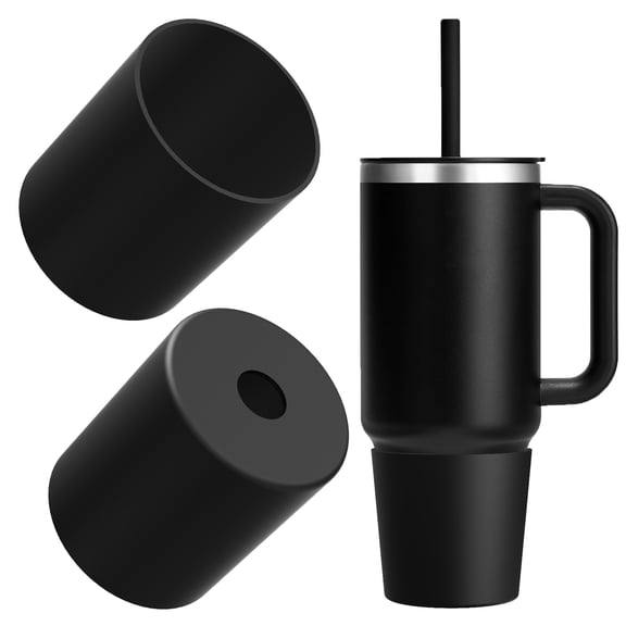 Linkidea Water Bottle Boot Compatible with Hydra Flask Travel Tumbler 28oz/40oz, Silicone Water Bottle Bottom Sleeve Cover Protector, Bottle Bumper (Black / 2 Pack)