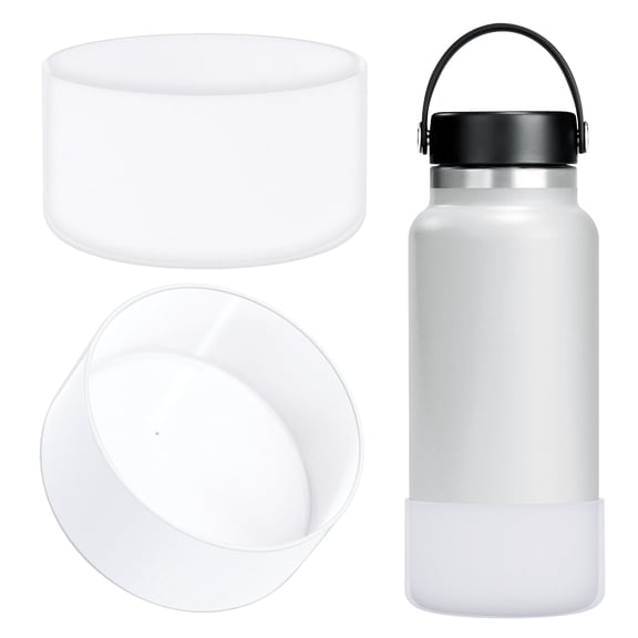 Linkidea Water Bottle Boot Compatible with Hydra Flask Wide Mouth Flex Cap/Straw Lid/Chug Cap 32oz/40oz, Silicone Bottle Bottom Sleeve Cover Protector, Bottle Bumper (Clear / 2 Pack)