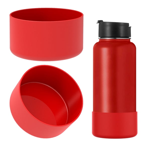 Linkidea Water Bottle Boot Compatible with IRON FLASK Wide Mouth 32oz/40oz, Narrow Mouth 32oz, Silicone Bottle Bottom Sleeve Cover Protector, Bottle Bumper (Red / 2 Pack)