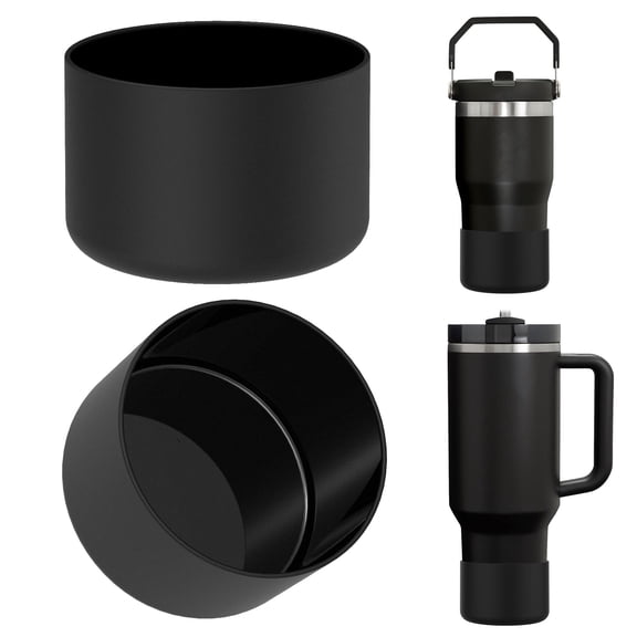 Linkidea 2 Pack Water Bottle Boot Compatible with Stanley Quencher H2.0 20oz/30oz/40oz, IceFlow Flip 20oz/30oz, Silicone Water Bottle Bottom Sleeve Cover Bumper Protector (Black)