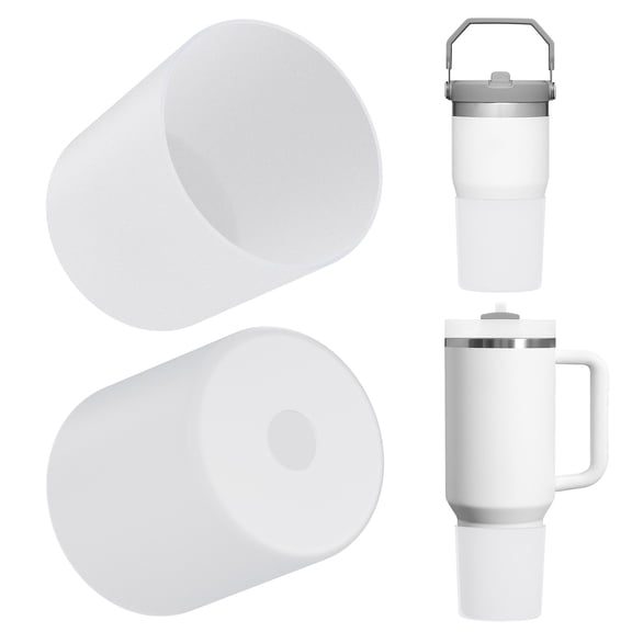 Linkidea Water Bottle Boot Compatible with Stanley Quencher H2.0 20oz/30oz/40oz, IceFlow Flip 20oz/30oz, Silicone Waterbottle Bottom Sleeve Cover Protector, Bottle Bumper (White / 2 Pack)