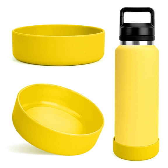 Linkidea Water Bottle Boot Compatible with YETI Rambler Bottle 36oz, Silicone Anti-Slip Water Bottle Bottom Sleeve Cover Protector, Bottle Bumper (Alpine Yellow / 2 Pack)